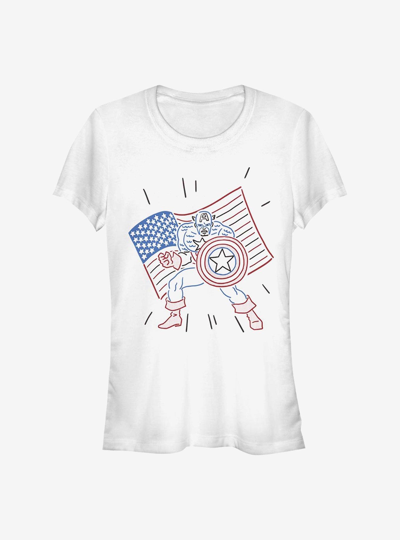 Marvel Captain America Line Art Girls T-Shirt, , hi-res