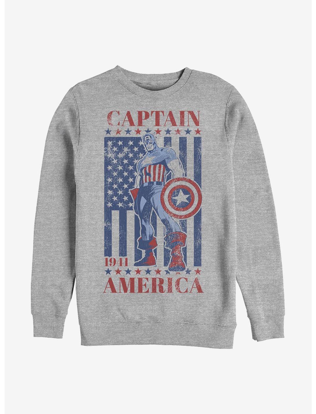 Marvel Captain America Captain 'Merica Crew Sweatshirt, ATH HTR, hi-res