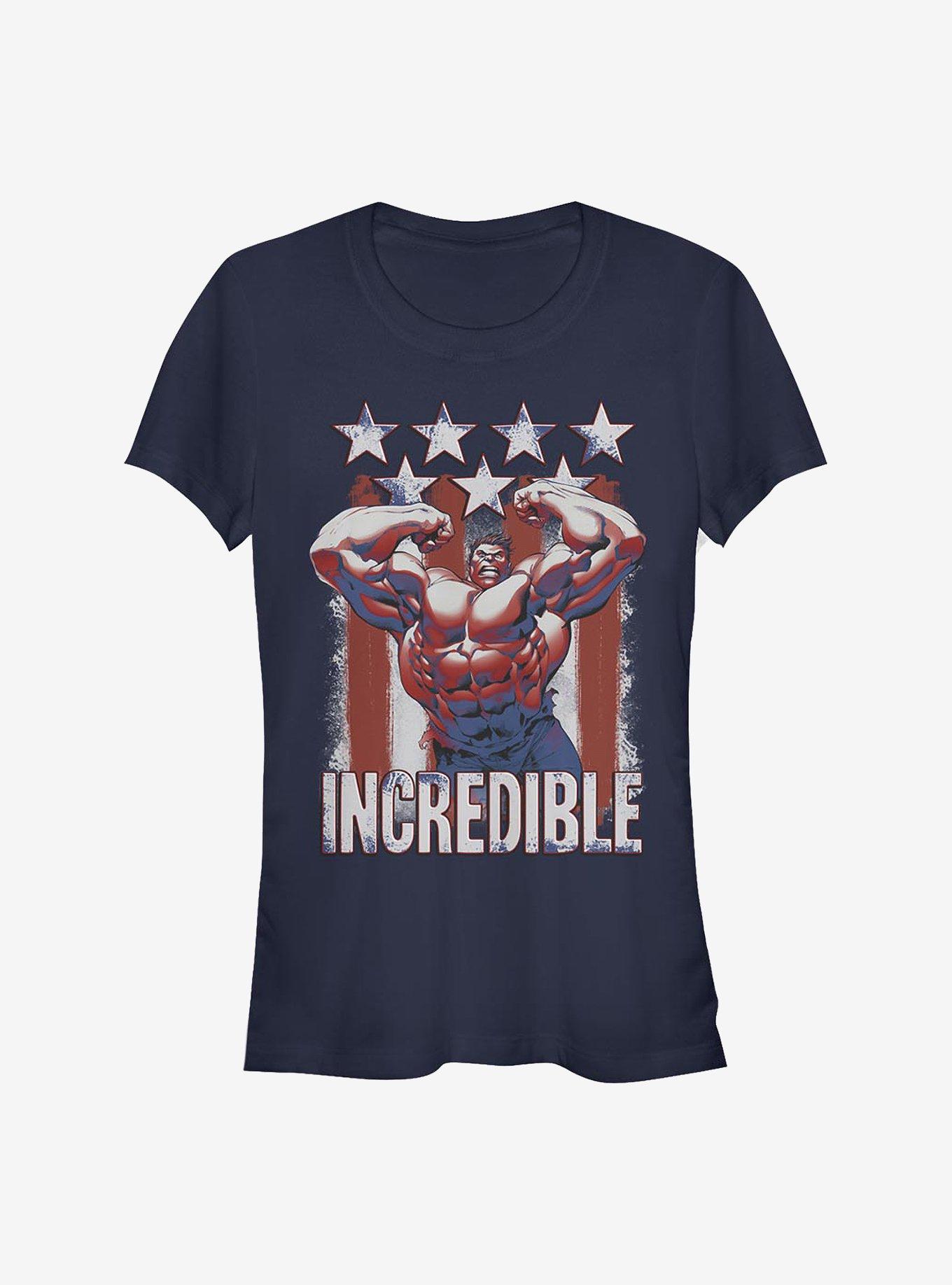 Marvel Hulk Flag Girls T-Shirt, NAVY, hi-res