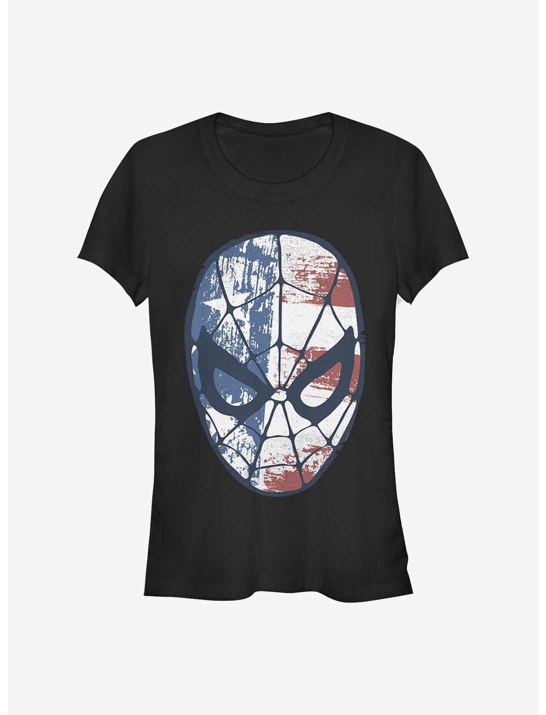 Marvel Spider-Man American Flag Girls T-Shirt, BLACK, hi-res