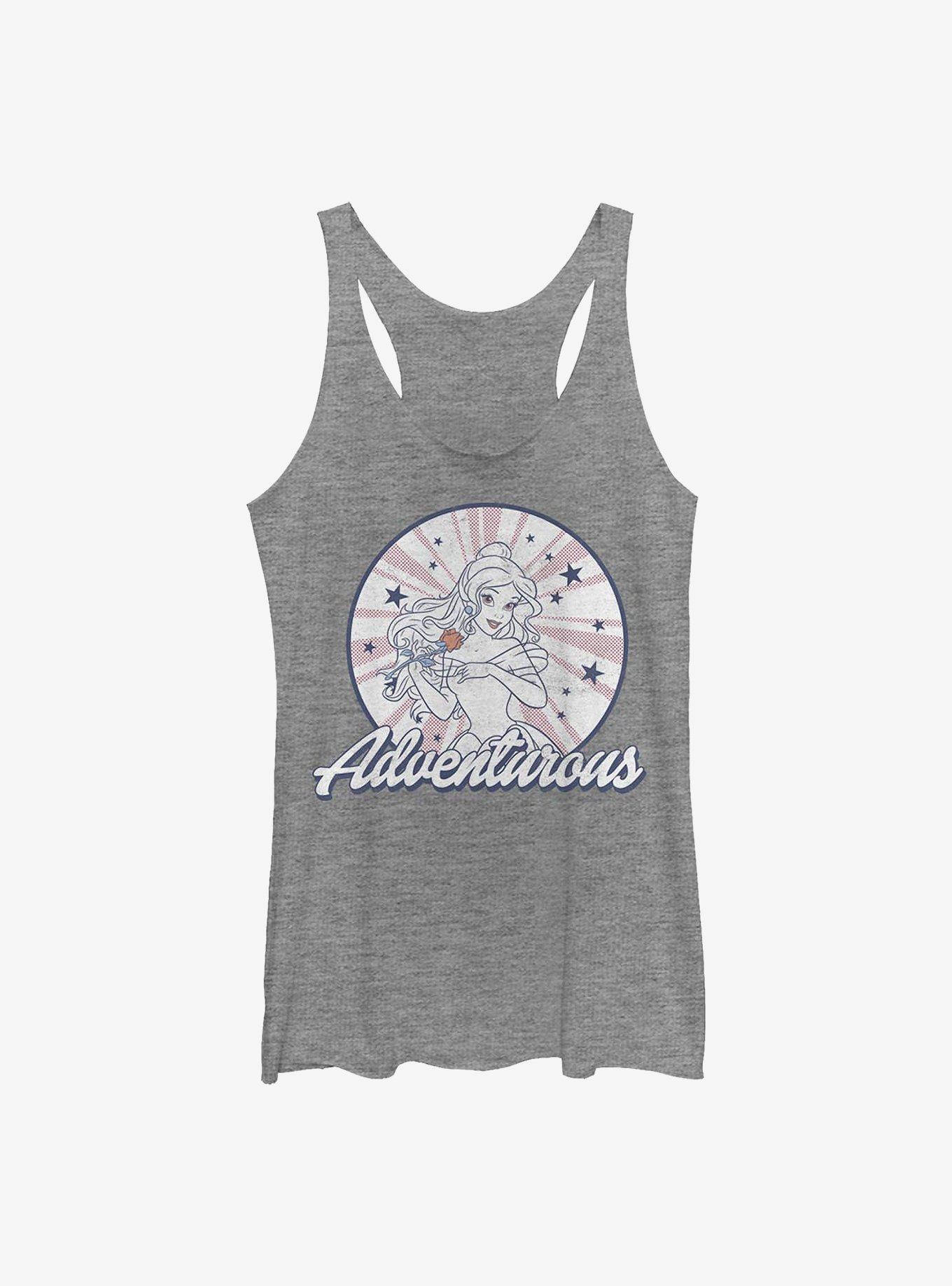 Beauty And The Beast Stars Adventurous Belle Girls Tank, GRAY HTR, hi-res