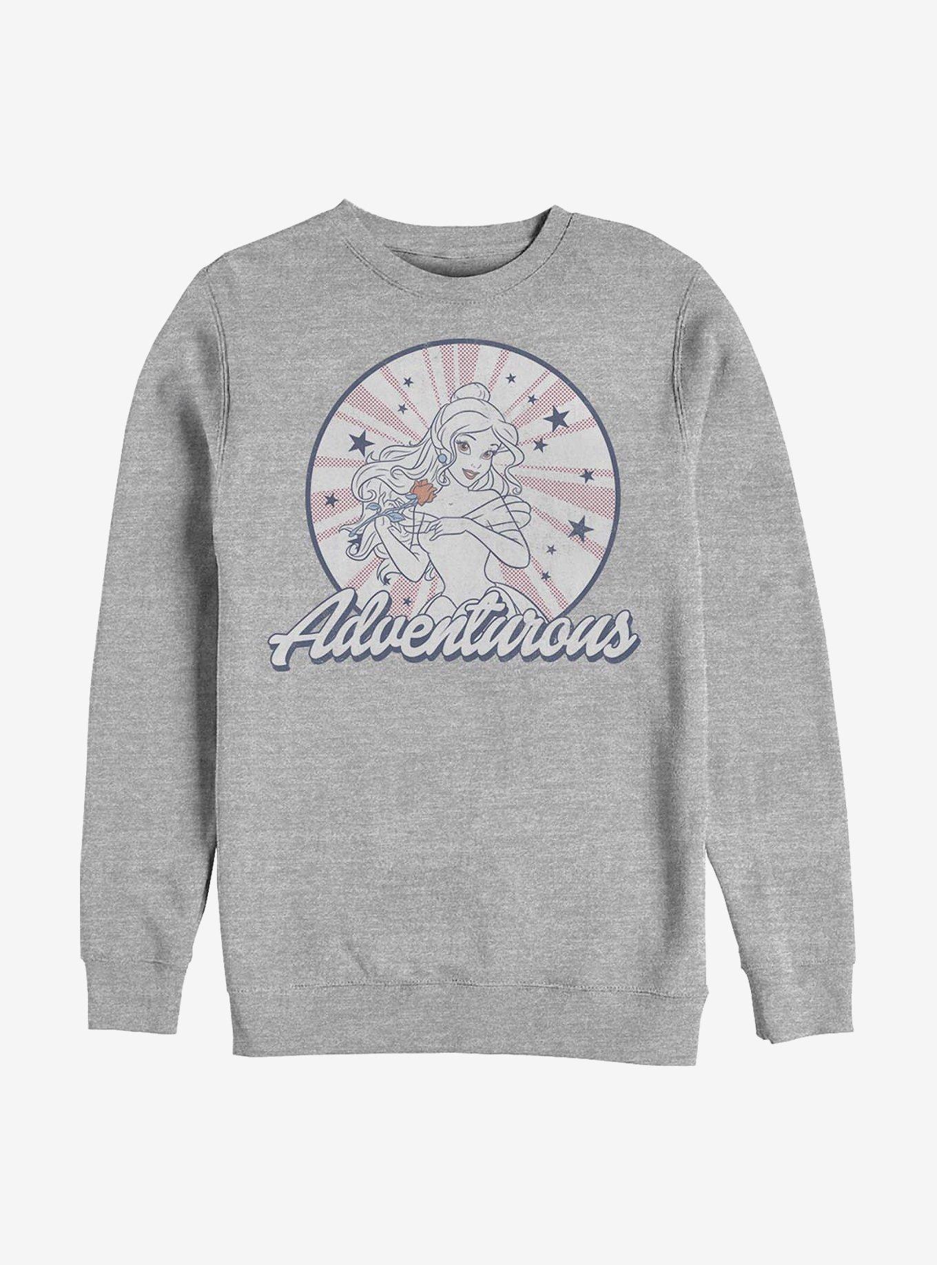 Beauty And The Beast Stars Adventurous Belle Crew Sweatshirt, ATH HTR, hi-res