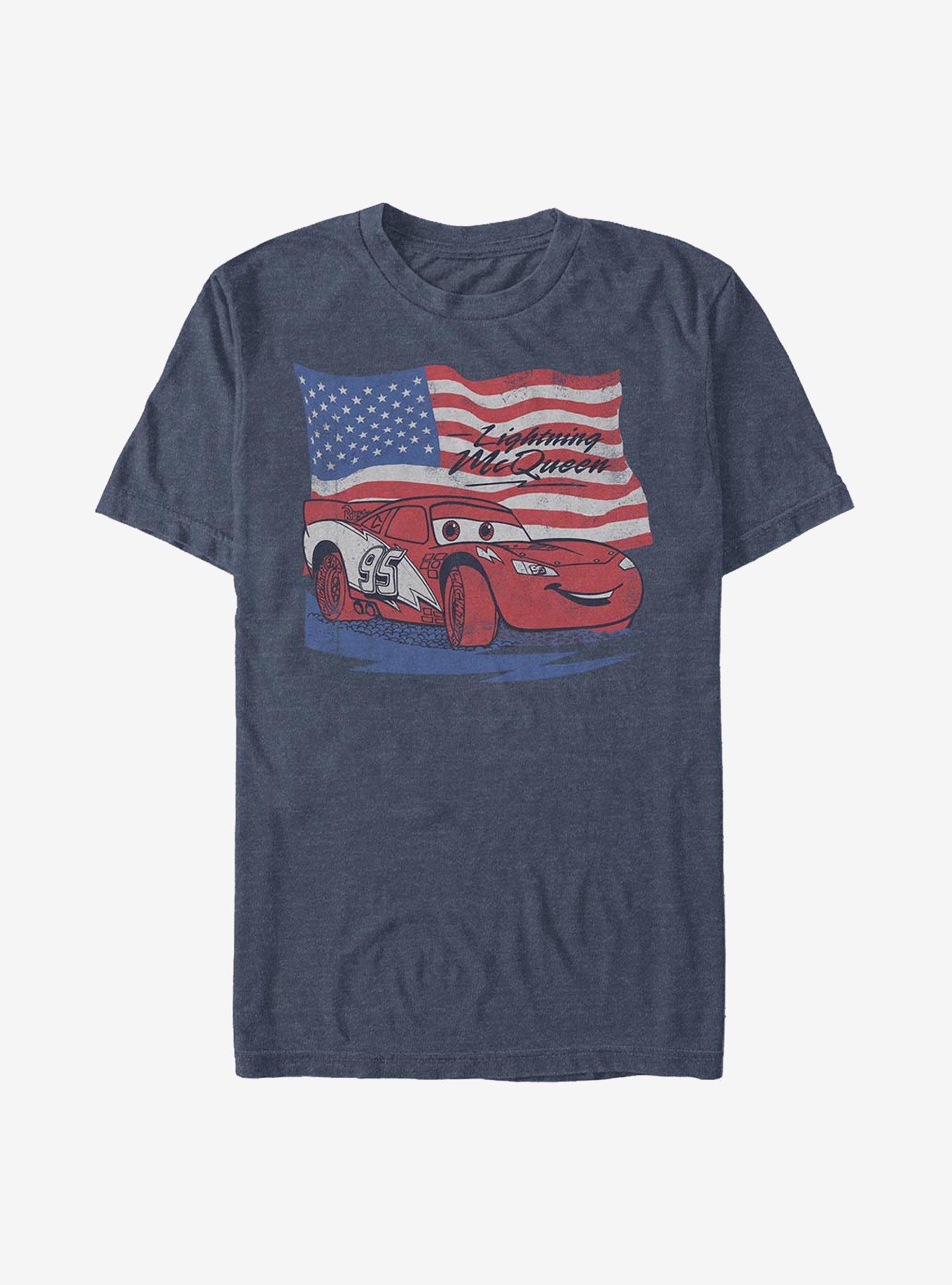 Disney Pixar Cars Lightning Flag T-Shirt, NAVY HTR, hi-res