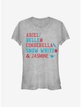 Disney Princess America Stacked Names Girls T-Shirt, ATH HTR, hi-res