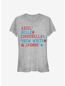 Disney Princess America Stacked Names Girls T-Shirt, ATH HTR, hi-res