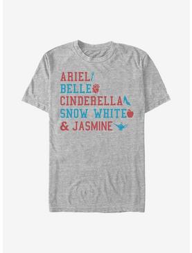 Disney Princess America Stacked Names T-Shirt, ATH HTR, hi-res