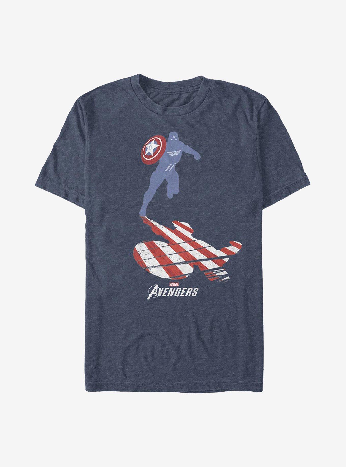 Marvel Captain America Silhouette T-Shirt, NAVY HTR, hi-res