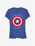 Marvel The Avengers Stars Stripes & Bravery Girls T-Shirt, ROYAL, hi-res