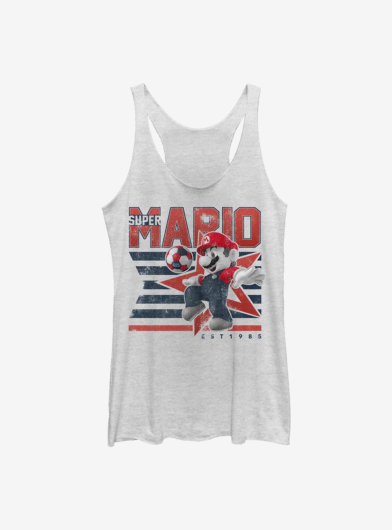 Nintendo Mario Soccer Stripes Girls Tank Htr, WHITE HTR, hi-res