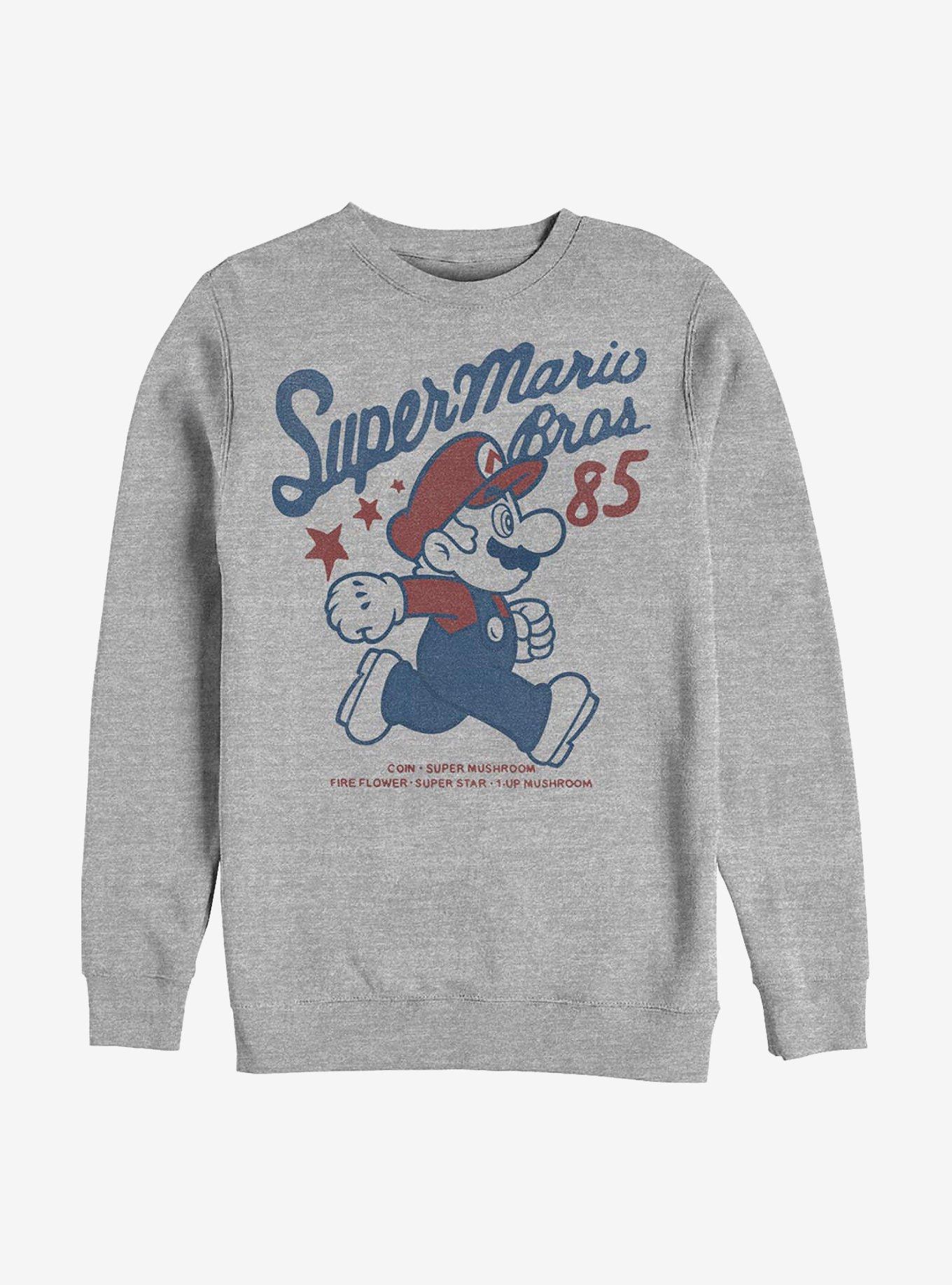 Nintendo Mario Stars 85 Crew Sweatshirt, ATH HTR, hi-res