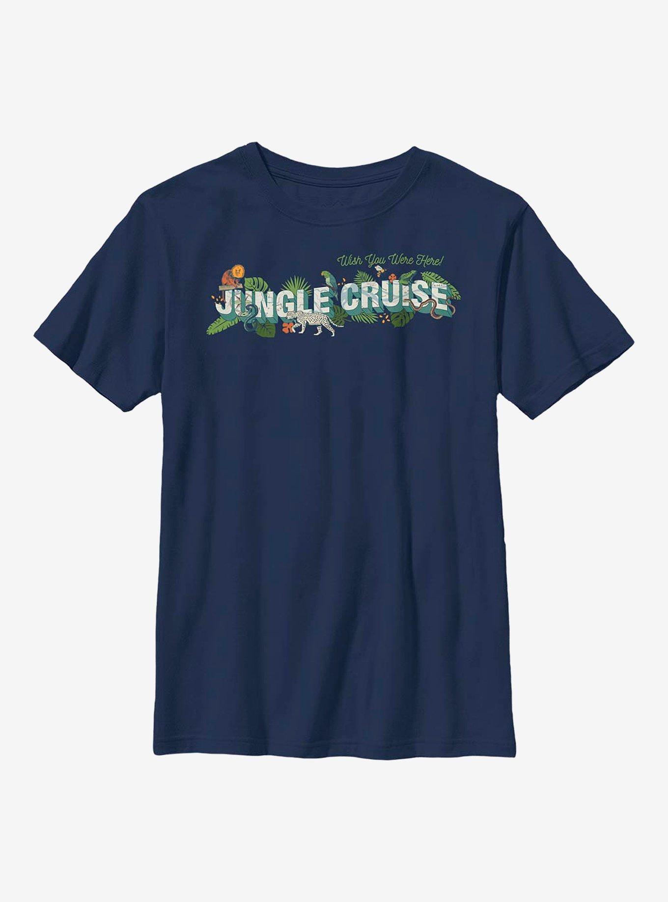 Disney Jungle Cruise Wish You Were Here! Postcard Youth T-Shirt, NAVY, hi-res