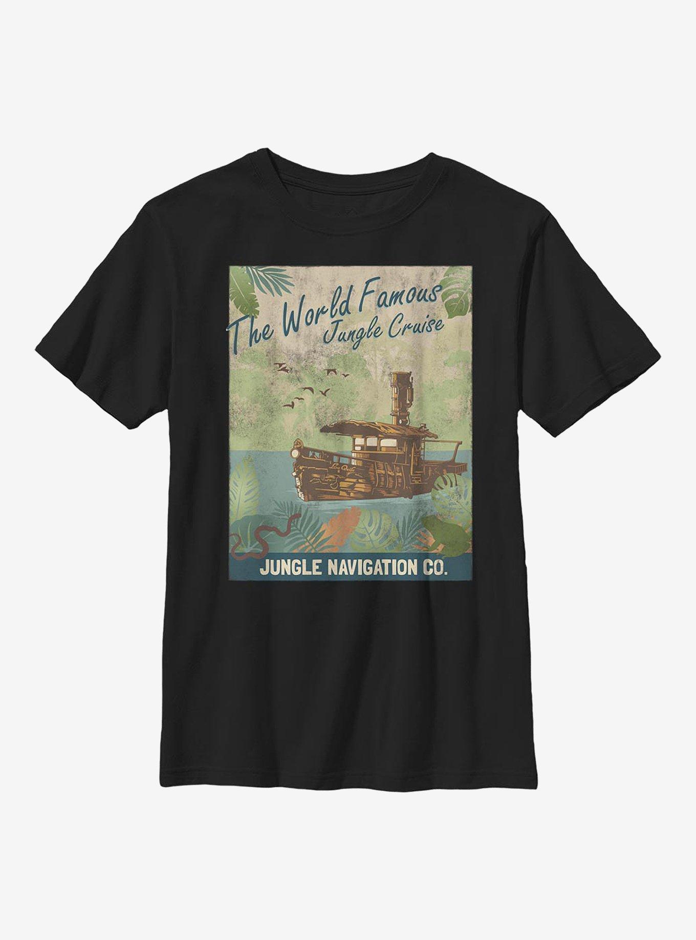 Disney Jungle Cruise Vintage Poster Youth T-Shirt, BLACK, hi-res