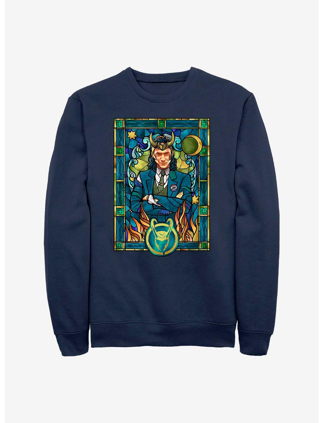 Marvel Loki Stained Glass Sweatshirt, NAVY, hi-res
