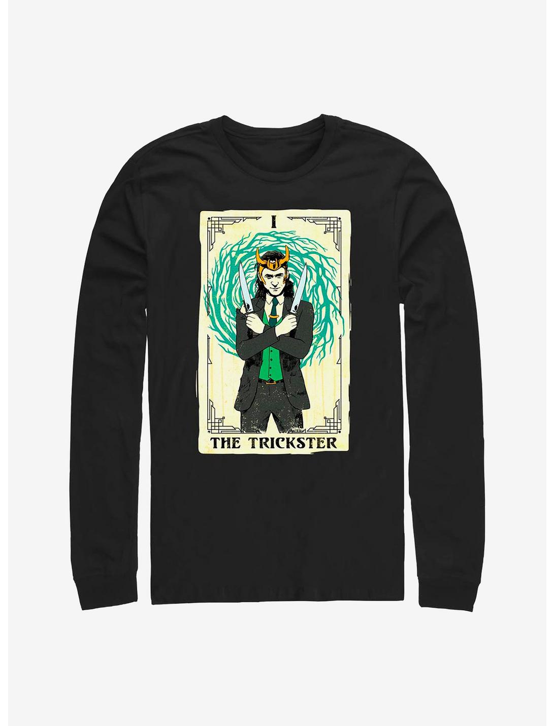 Marvel Loki Trickster Tarot Card Long-Sleeve T-Shirt, BLACK, hi-res