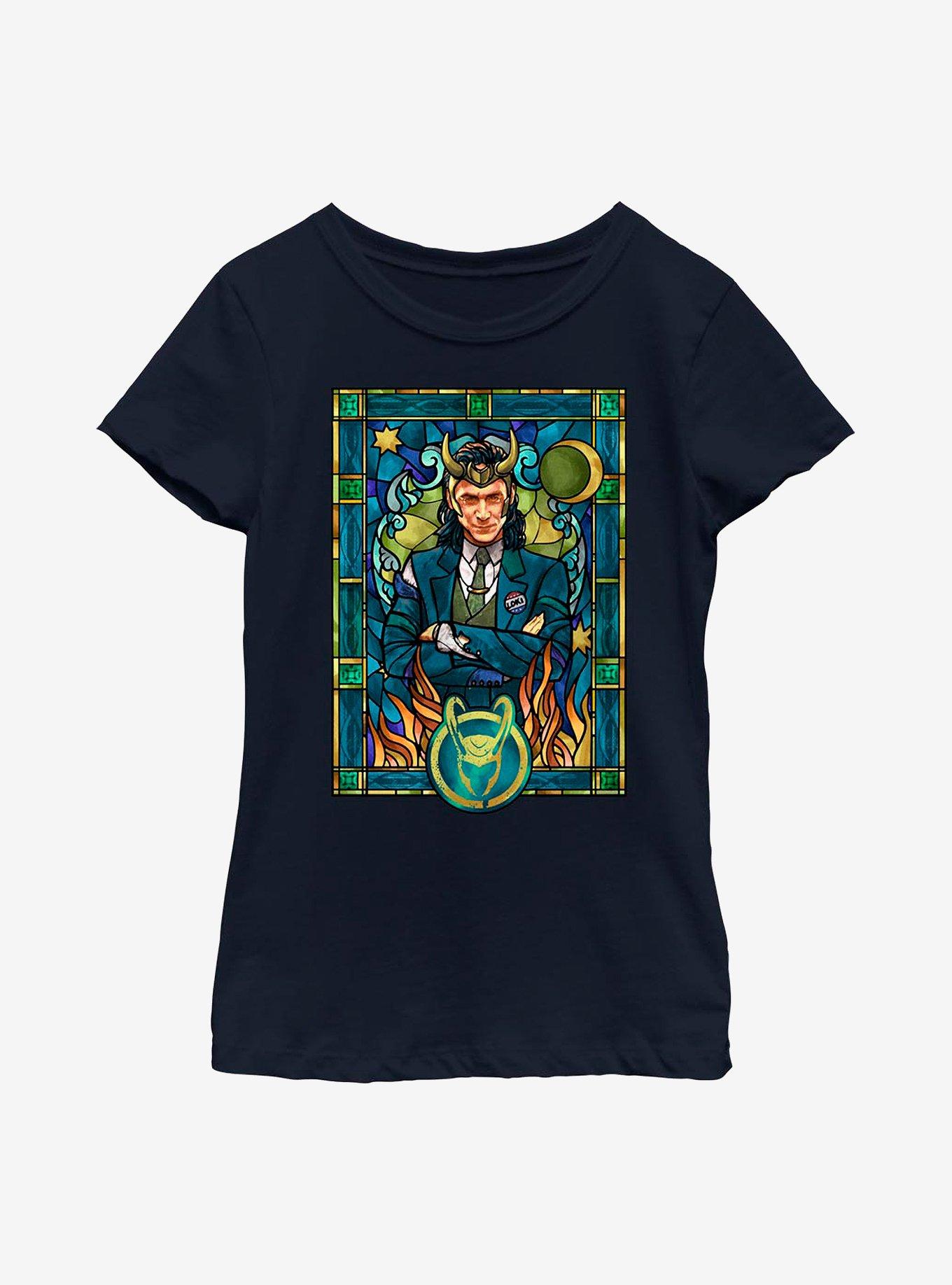 Marvel Loki Stained Glass Youth Girls T-Shirt, , hi-res