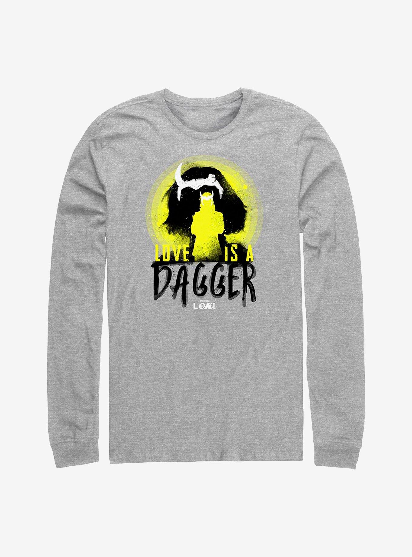 Marvel Loki Love Is A Dagger Silhouettes Long-Sleeve T-Shirt, ATH HTR, hi-res