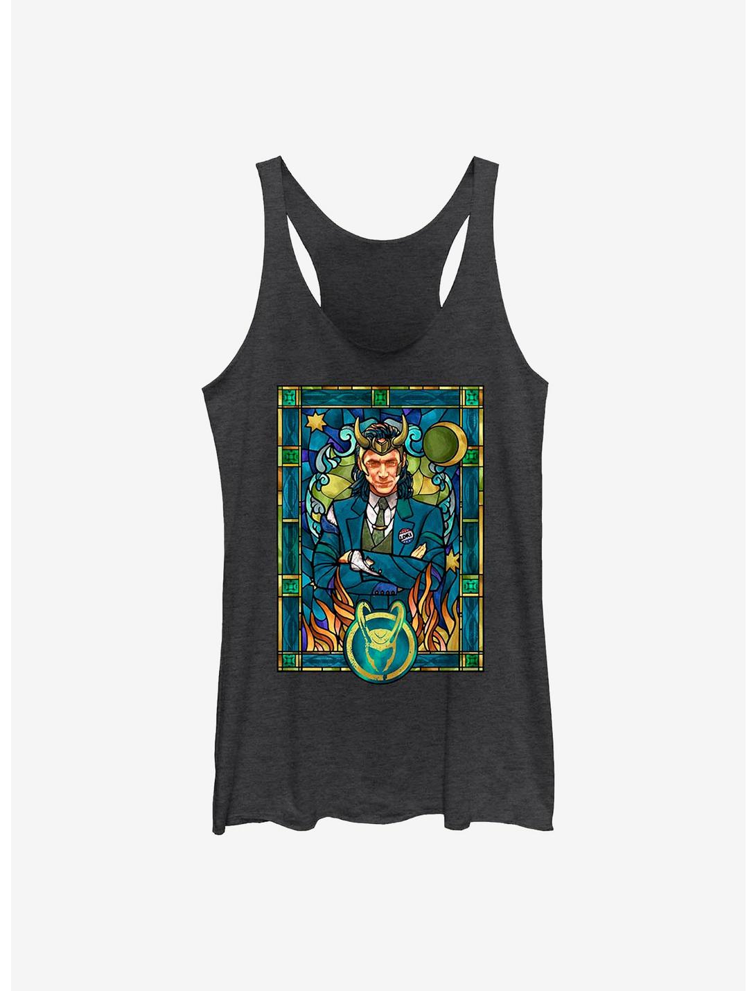 Marvel Loki Stained Glass Womens Tank Top, BLK HTR, hi-res