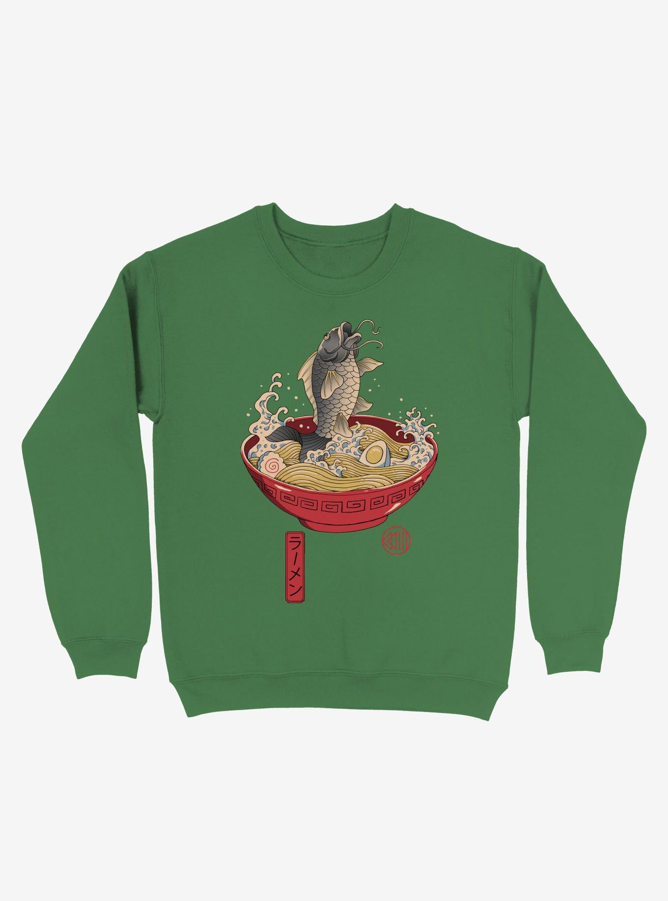 Fish Ramen Sweatshirt, KELLY GREEN, hi-res