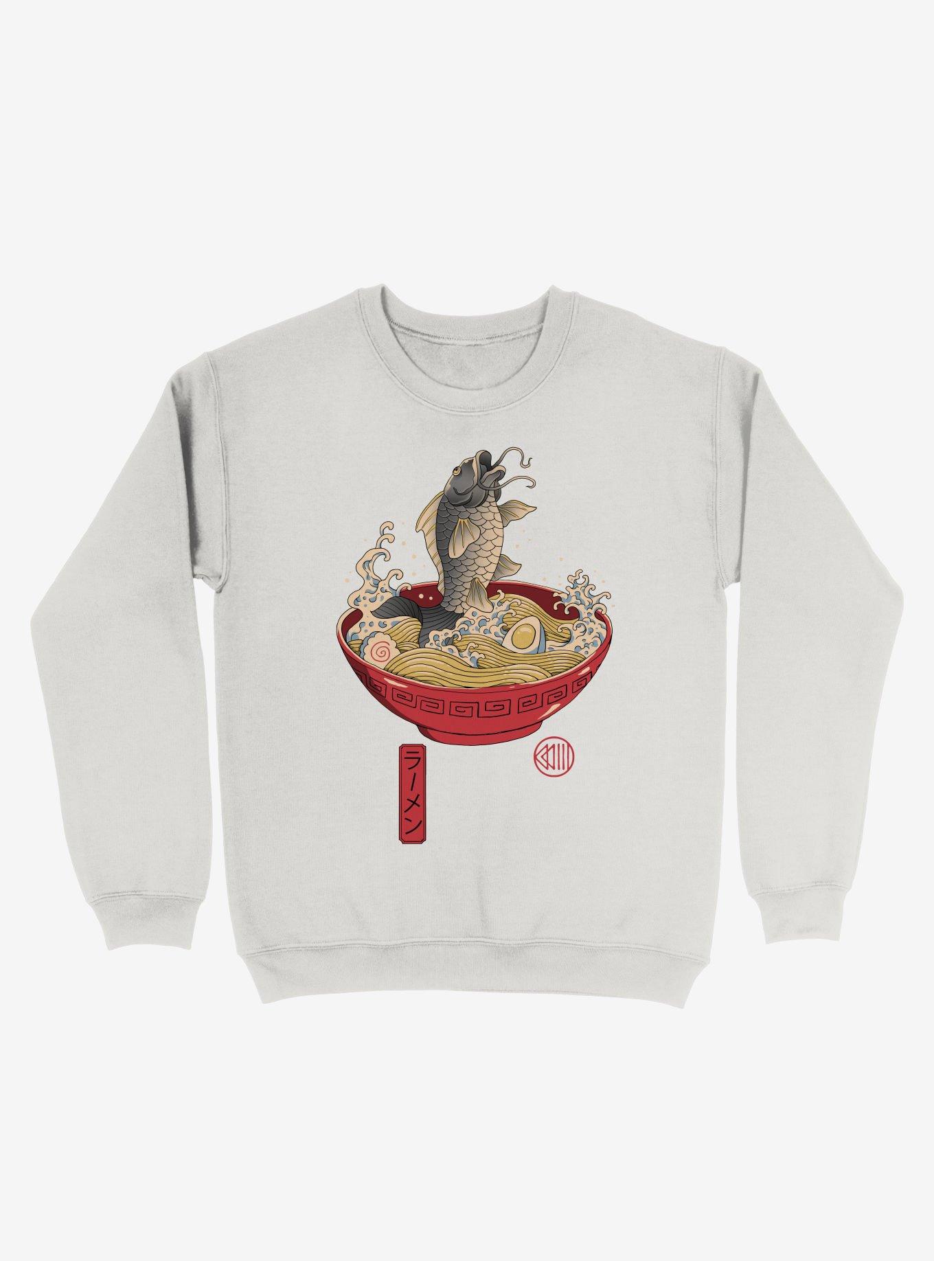 Fish Ramen Sweatshirt, WHITE, hi-res