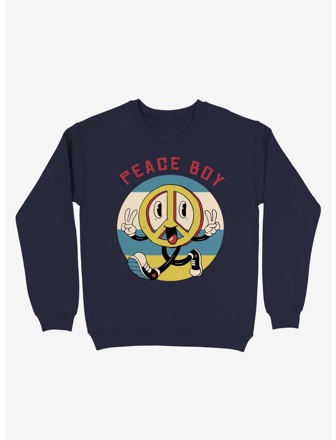 Peace Boy Peace Sign Sweatshirt, NAVY, hi-res