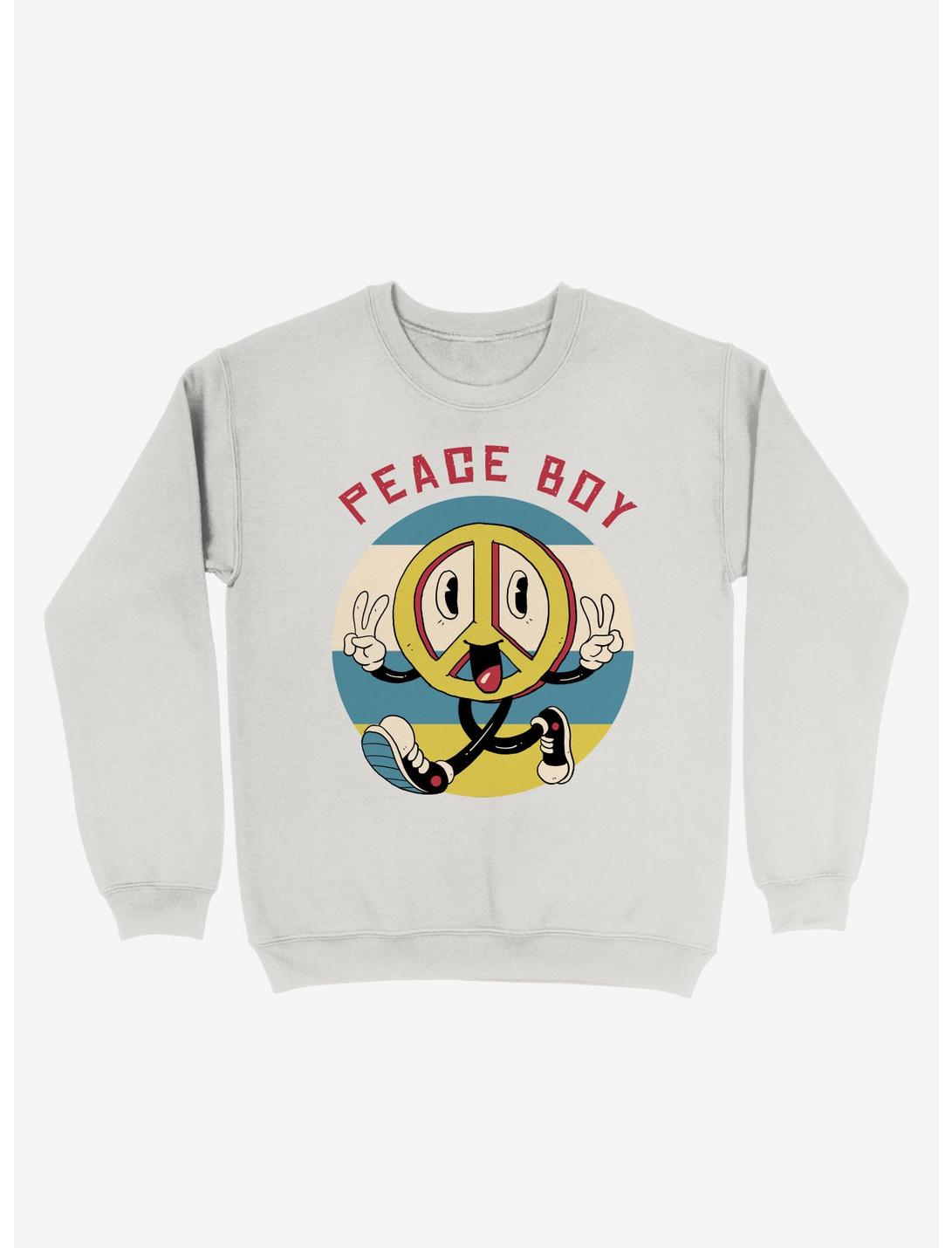 Peace Boy Peace Sign Sweatshirt, WHITE, hi-res