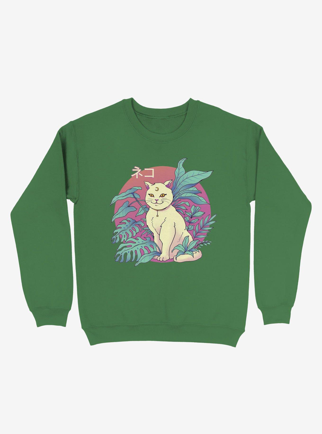Vapor Cat Sweatshirt, KELLY GREEN, hi-res