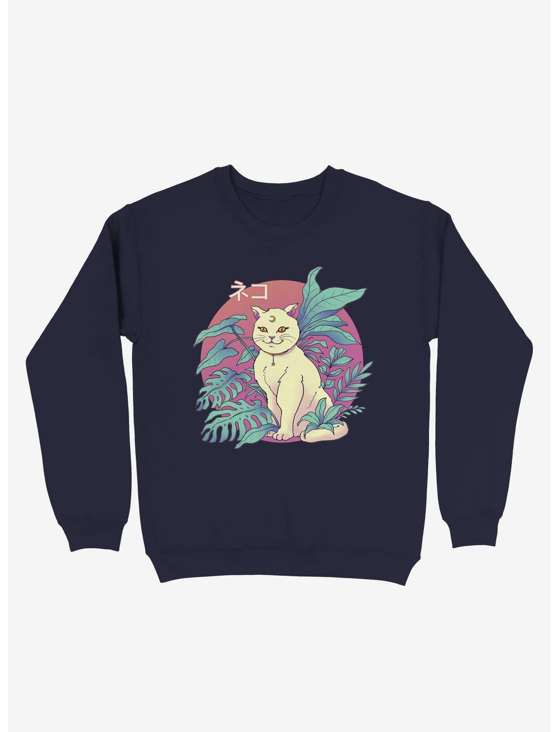 Vapor Cat Sweatshirt, NAVY, hi-res