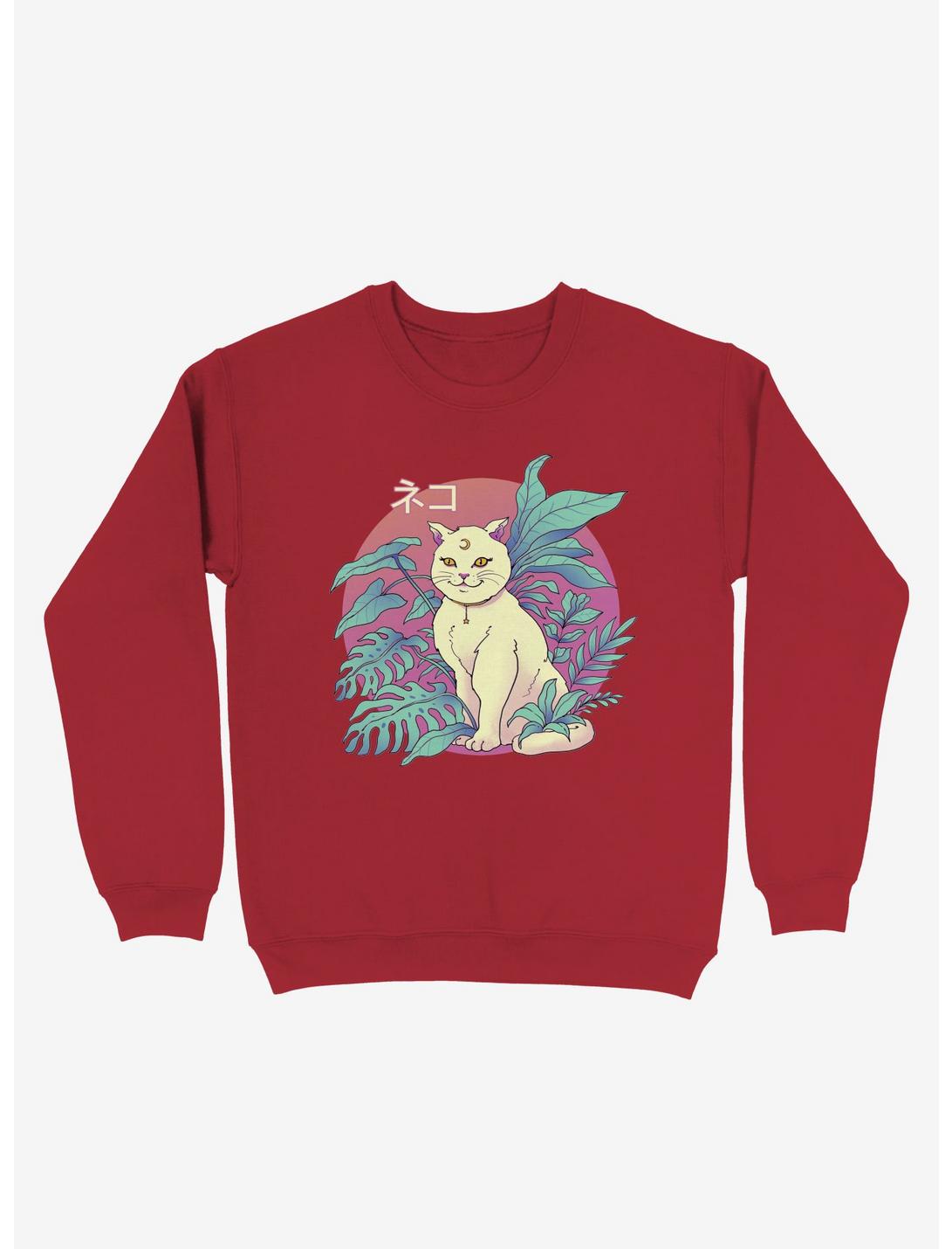 Vapor Cat Sweatshirt, RED, hi-res