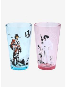 Star Wars Luke Skywalker & Princess Leia Pint Glass Set, , hi-res