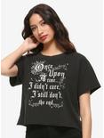 Once Upon A Time I Didn’t Care Girls Oversized Crop T-Shirt, BLACK, hi-res