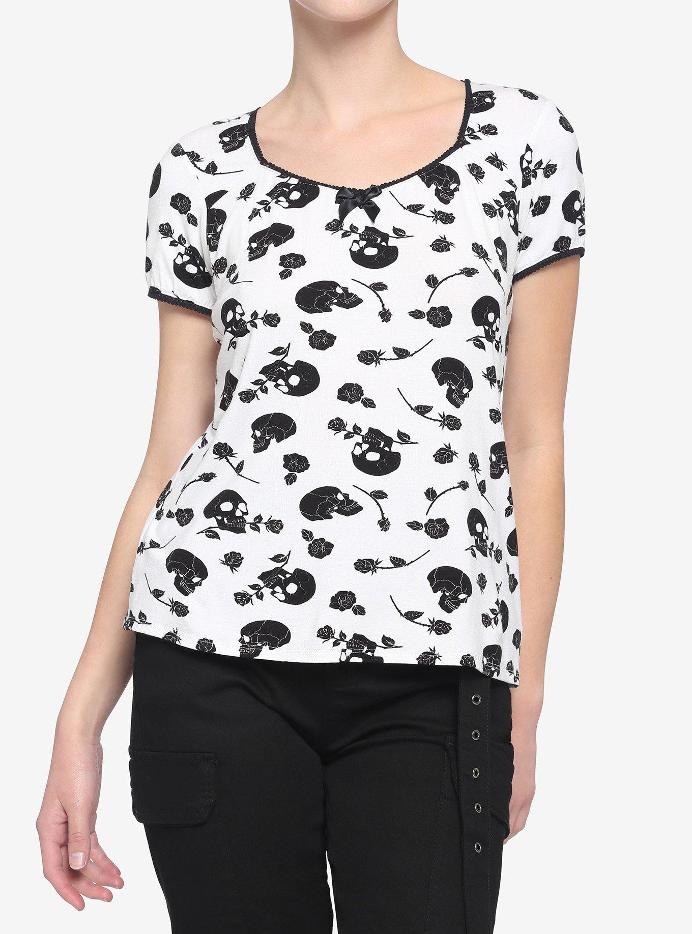 Skulls & Roses Sweetheart Girls Top, SKULL, hi-res