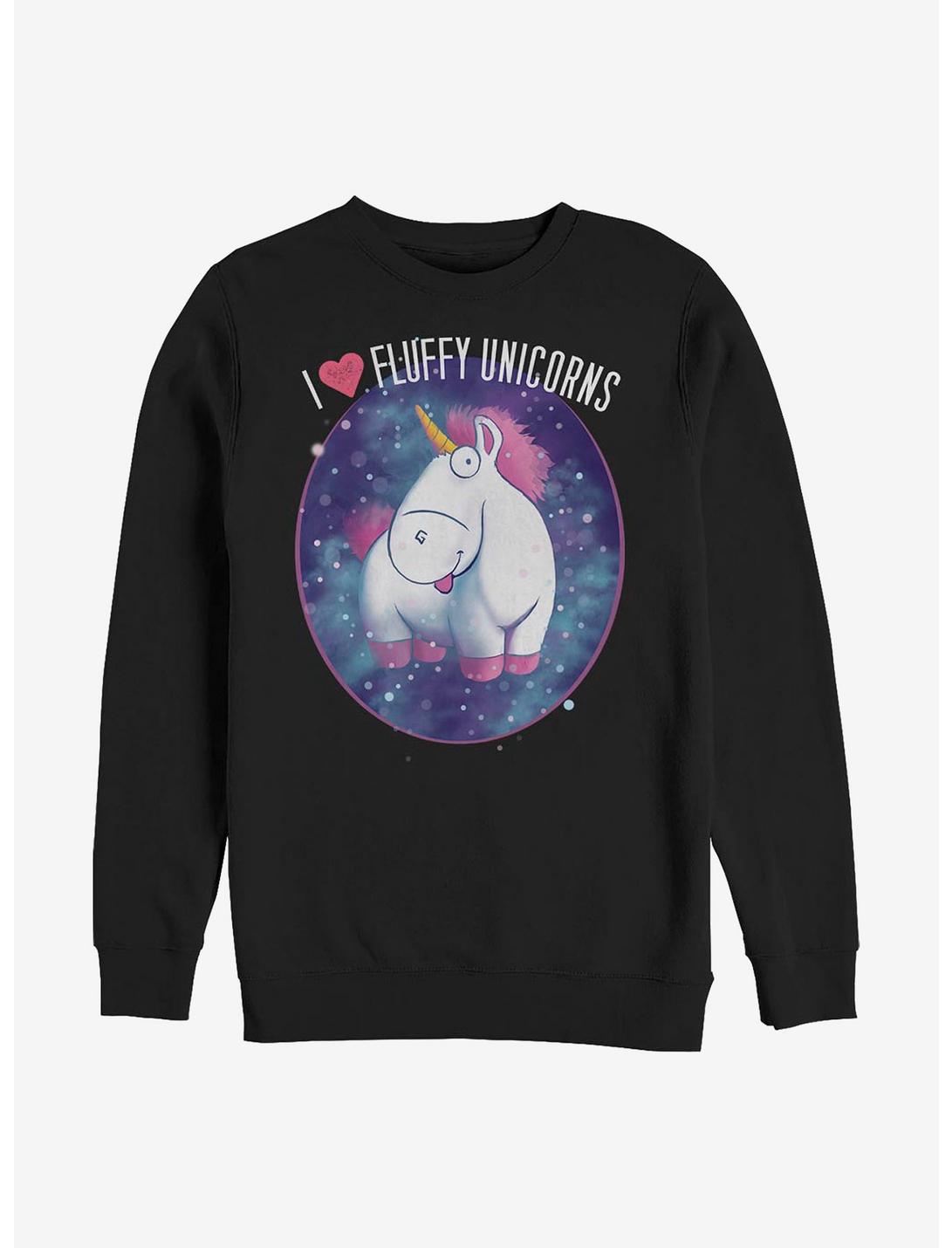 Minions Fluffy Unicorns Crew Sweatshirt, BLACK, hi-res