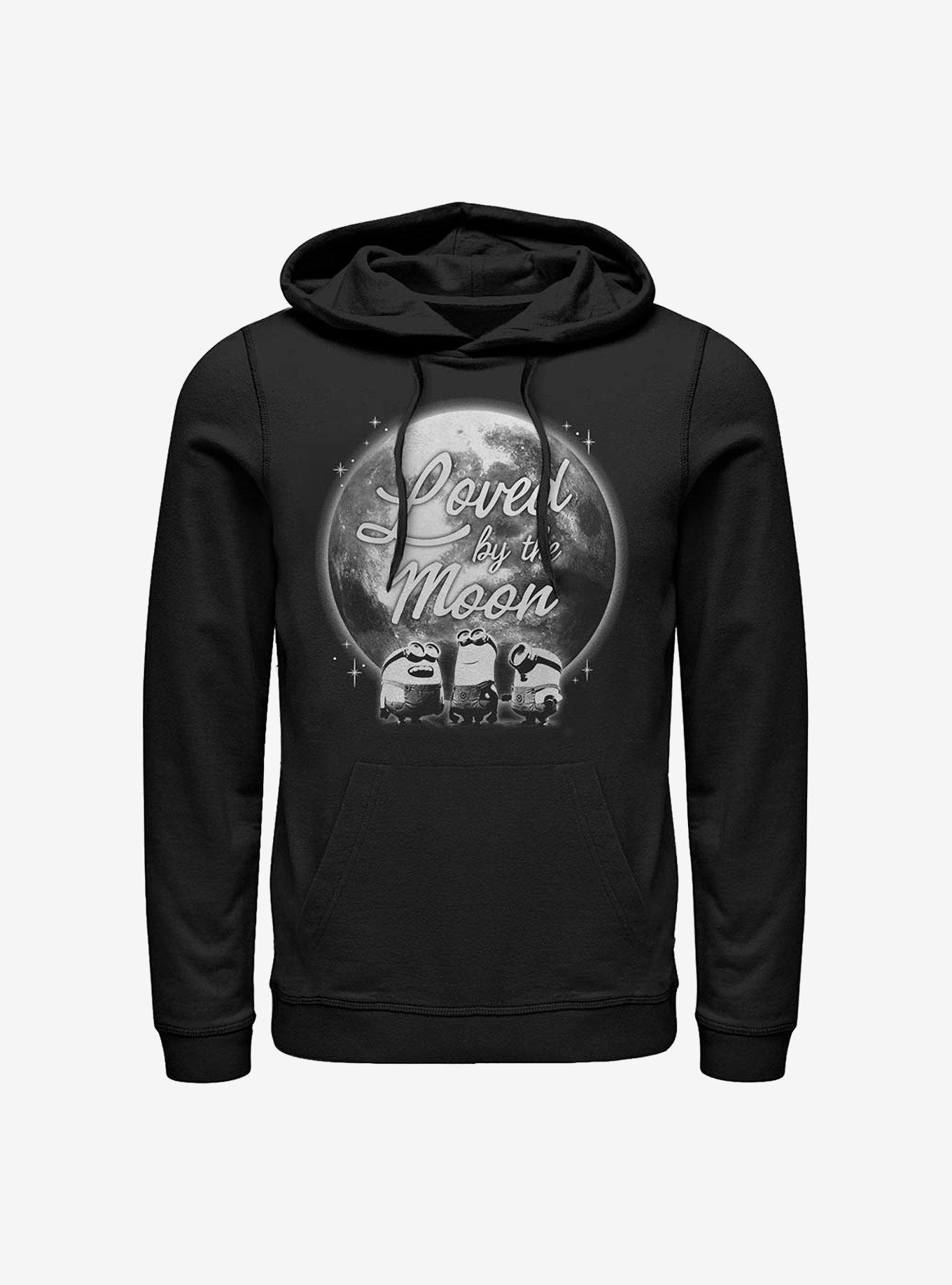 Minions Loved By The Moon Hoodie, BLACK, hi-res