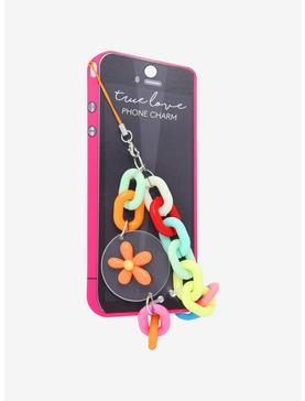 Chunky Rainbow Chain Orange Flower Phone Charm, , hi-res
