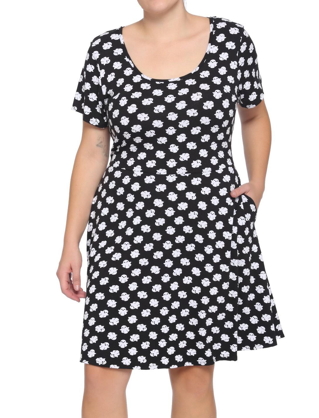 Cute Ghost Strappy Dress Plus Size, BLACK, hi-res