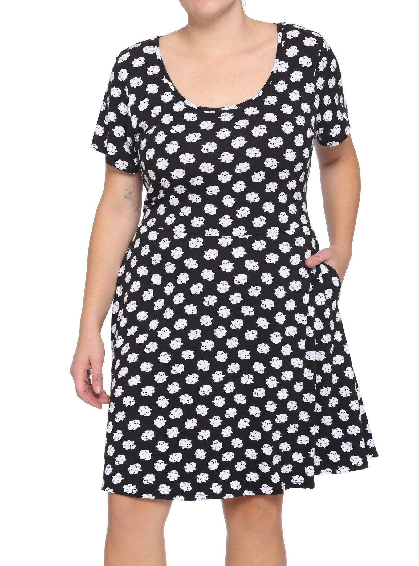 Cute Ghost Strappy Dress Plus Size, BLACK, hi-res