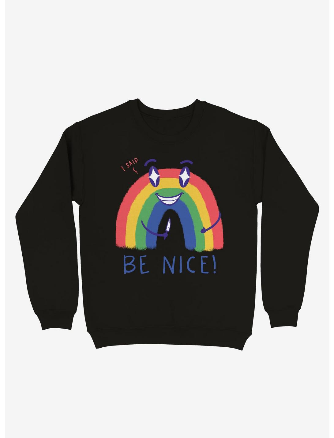 Be Nice 2.0 Rainbow Sweatshirt, BLACK, hi-res