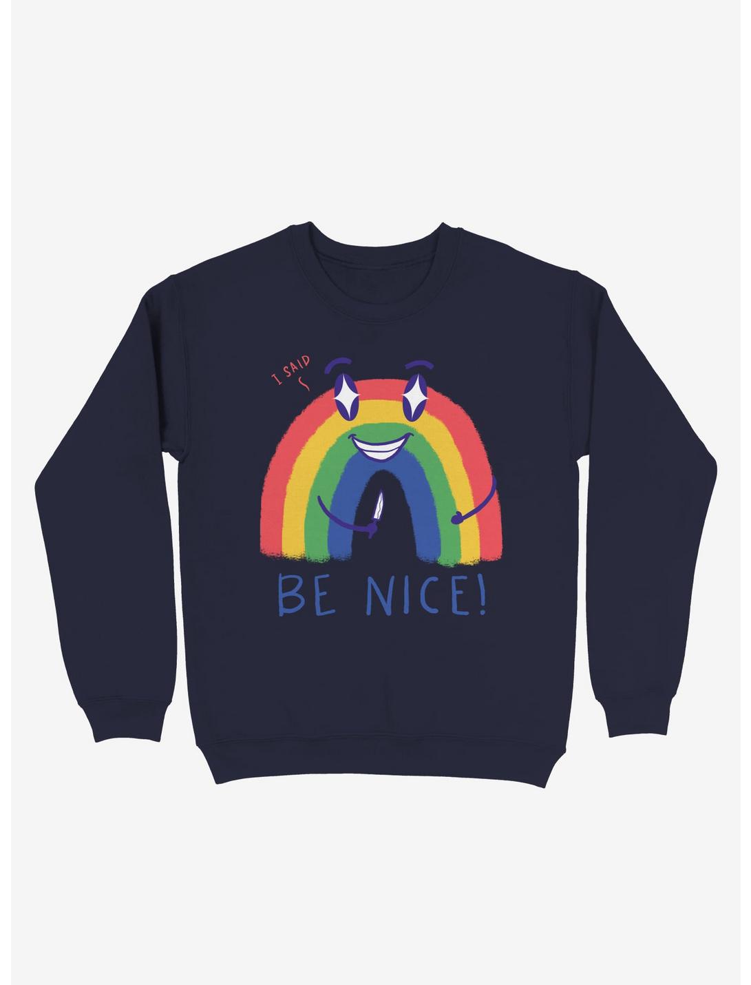 Be Nice 2.0 Rainbow Sweatshirt, NAVY, hi-res