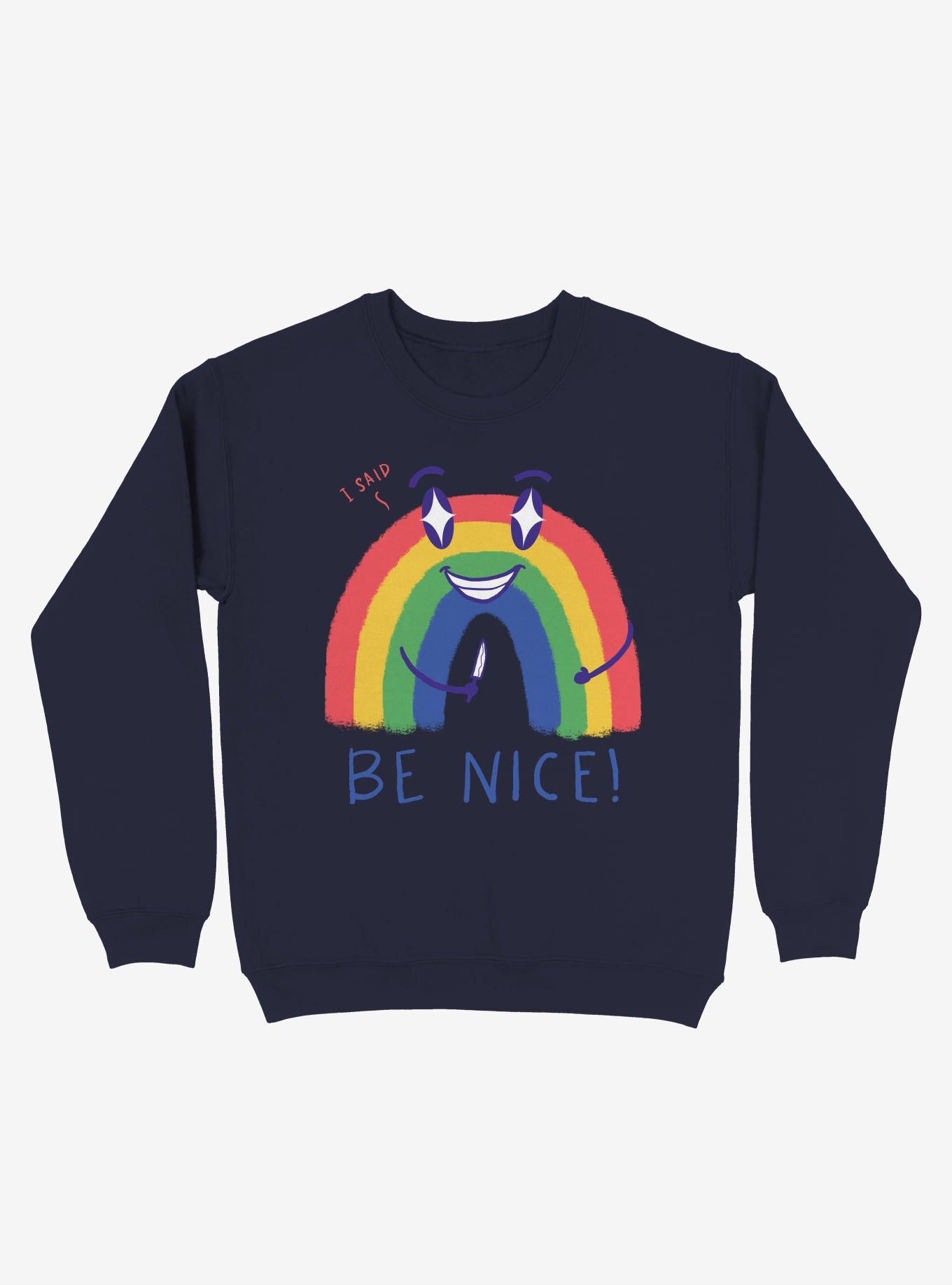 Be Nice 2.0 Rainbow Sweatshirt, NAVY, hi-res