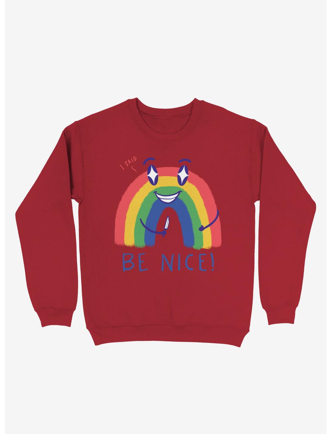 Be Nice 2.0 Rainbow Sweatshirt, RED, hi-res