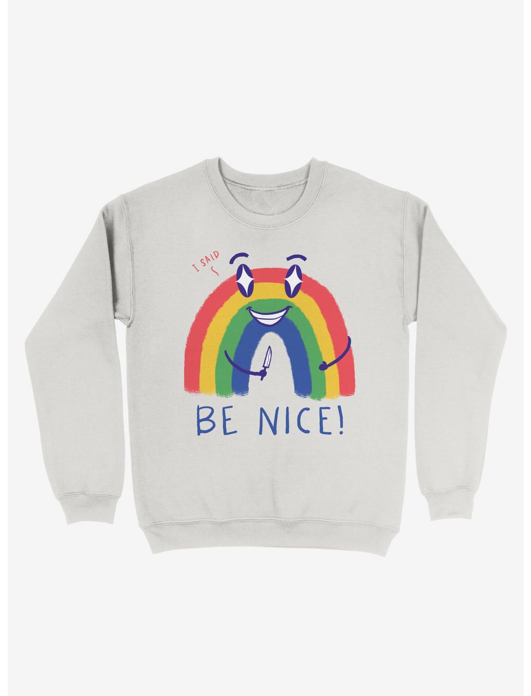 Be Nice 2.0 Rainbow Sweatshirt, WHITE, hi-res