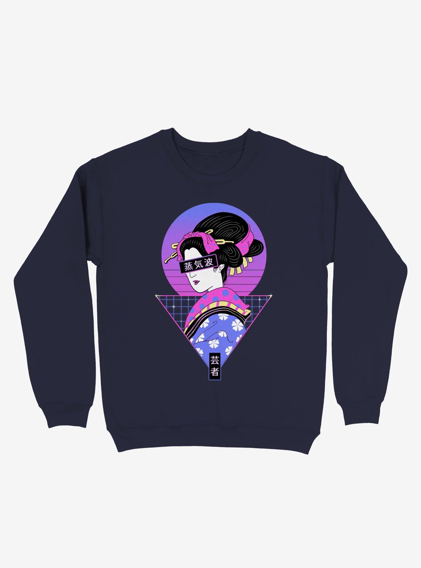 Geisha Wave Sweatshirt, NAVY, hi-res