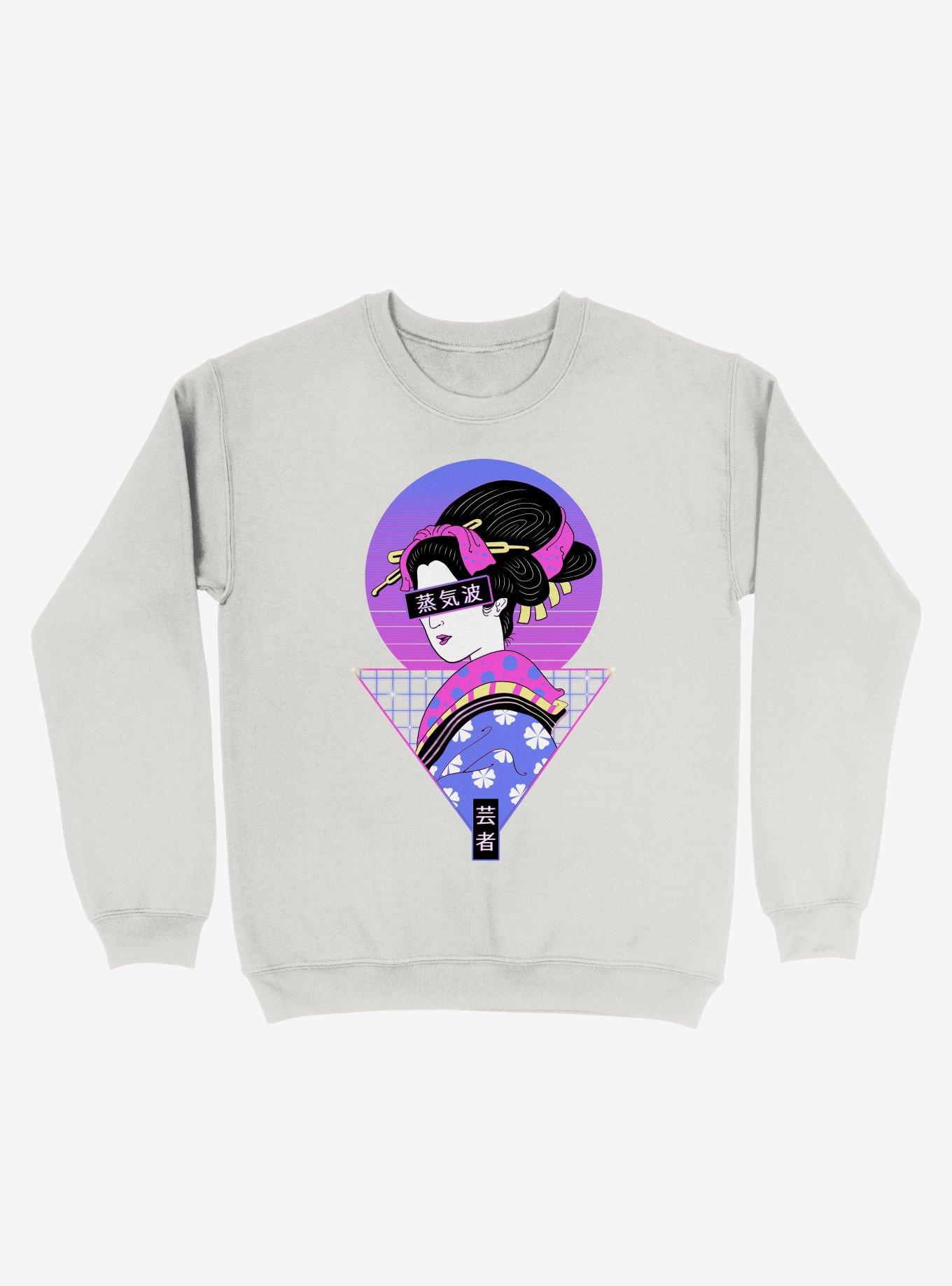 Geisha Wave Sweatshirt, WHITE, hi-res