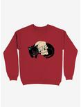 Neko Skull Cat Sweatshirt, RED, hi-res
