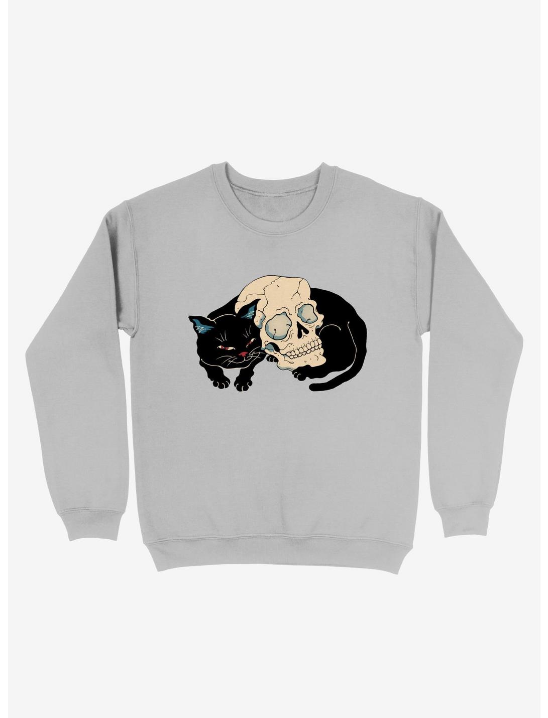 Neko Skull Cat Sweatshirt, SPORT GRAY, hi-res