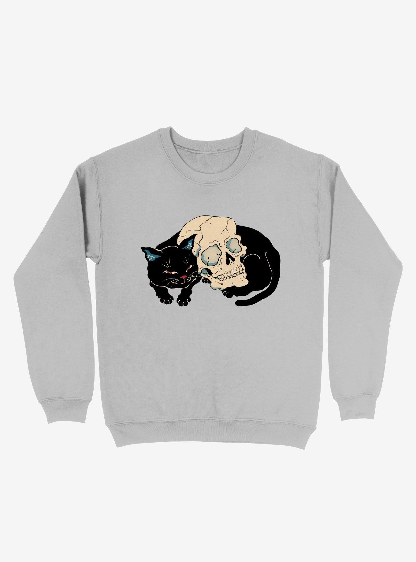 Neko Skull Cat Sweatshirt, SPORT GRAY, hi-res