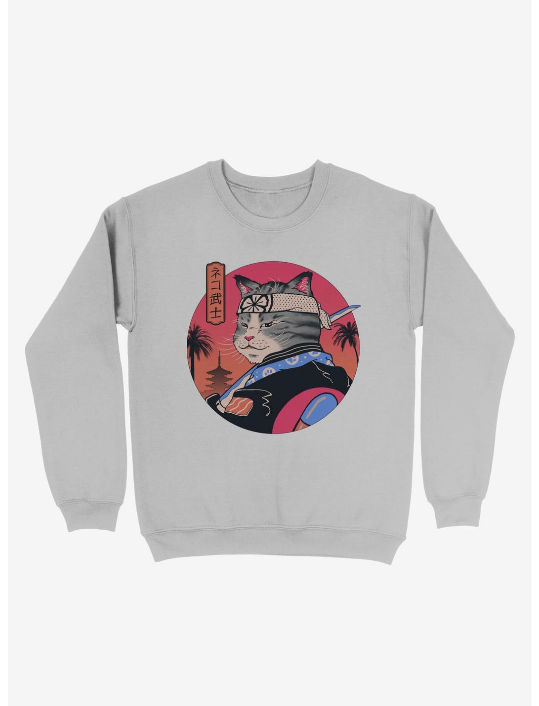 Samurai Cat Sweatshirt, SPORT GRAY, hi-res