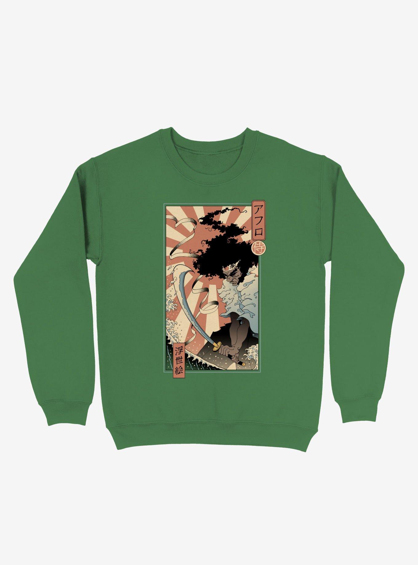 Afro Ukiyo-e Sweatshirt, KELLY GREEN, hi-res