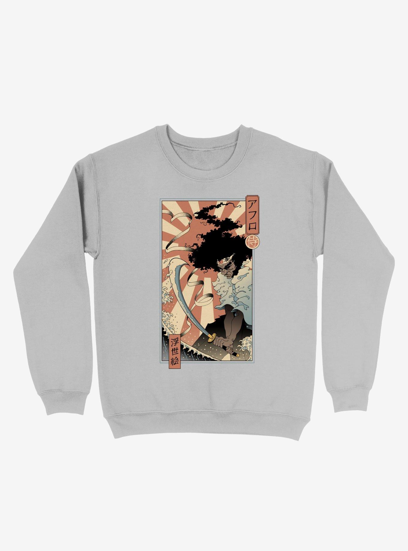 Afro Ukiyo-e Sweatshirt, SILVER, hi-res