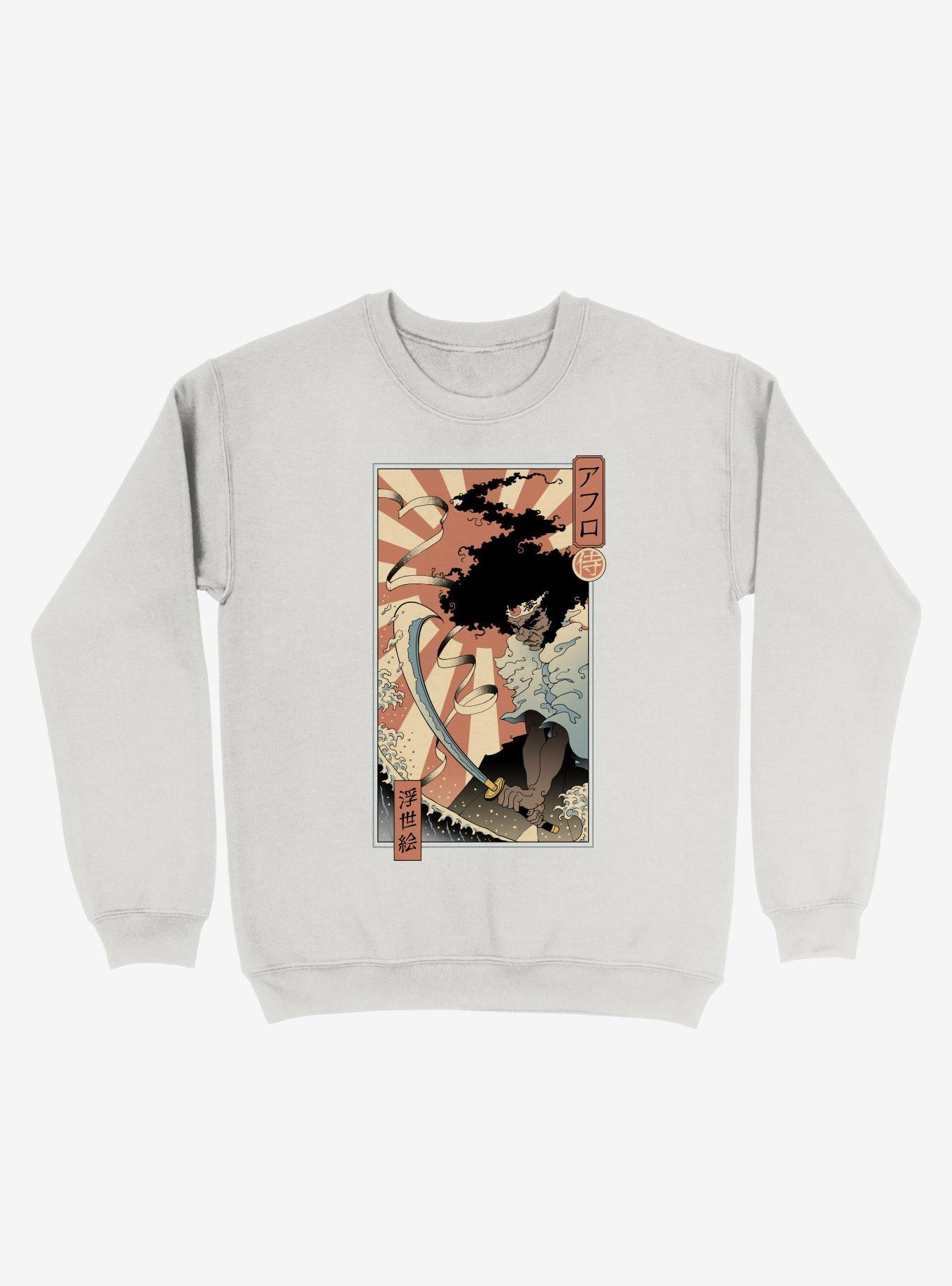 Afro Ukiyo-e Sweatshirt, WHITE, hi-res